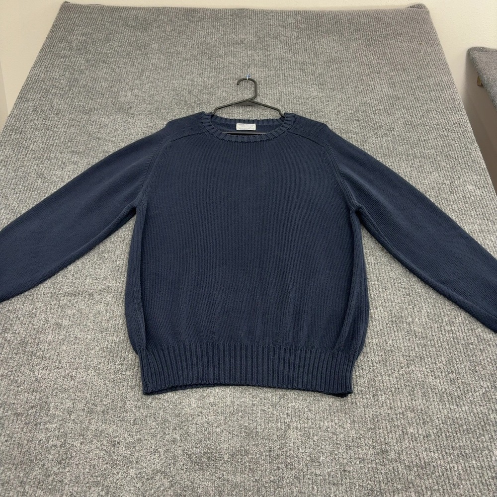 Vintage Brooks Brothers Sweater Mens 44 Navy Cotton Ribbed Crewneck Classic